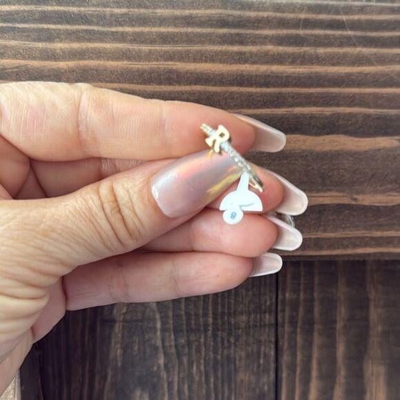 14K Gold Plated Initial R Ring Initial with Zirconia - Picture 4 of 11